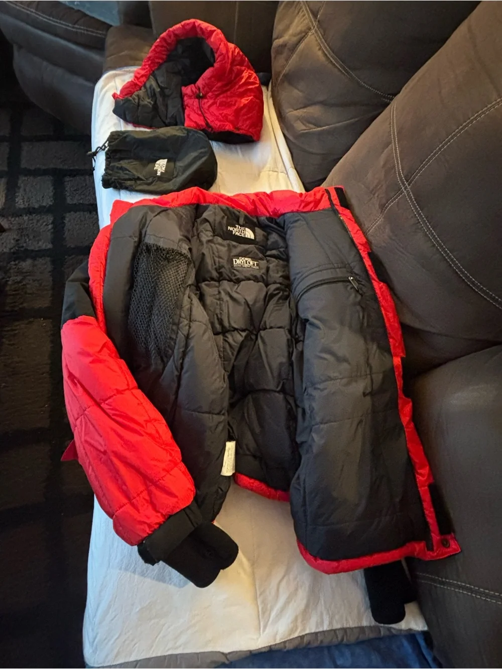 The North Face Red and Black Puffer Jacket. Mint 1996 Gore Dryloft, with hood